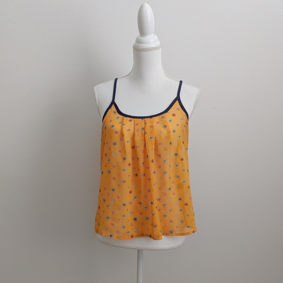Vera Wang Princess Orange Floral Sheer Tank